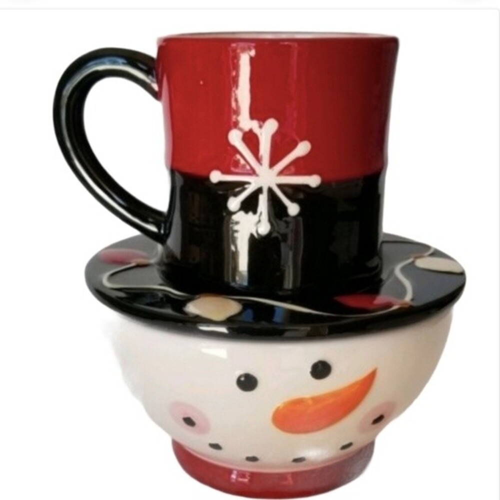 Ceramic Coffee Mug Soup Bowl Christmas Ceramic Serving Set Cracker Barrel *